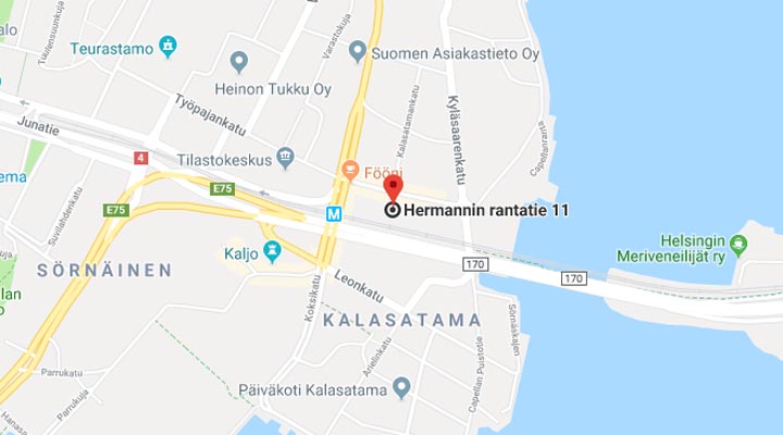 BB-talon sijainti Helsingin Kalasatamassa. Kartta: © 2019 Google.
